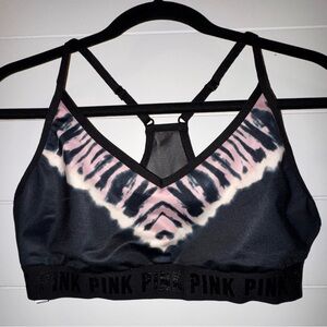 VS PINK SPORT Ultimate Lightly Lined Bra Black Tie Dye Size Large